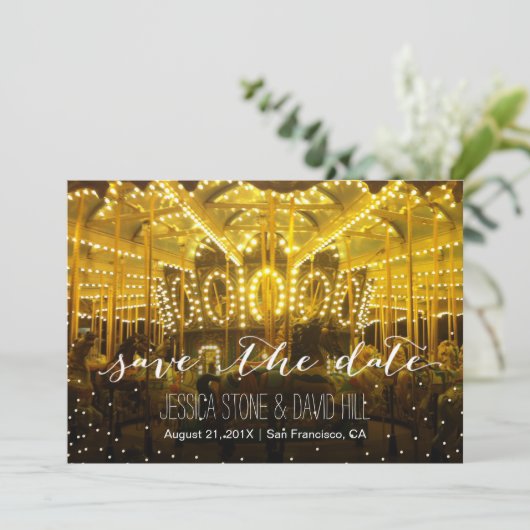 Save The Date Carousel Merry Go Round String Light Enregistrer l (Debout devant)