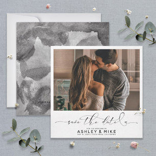 Save The Date Carré Black Calligraphie Script Mariage photo
