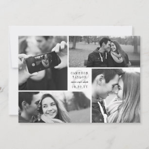Save The Date Carré Bloc 4 Photo Collage Moderne Enregistrer La