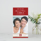 Save The Date Carré classique rouge double bonheur photo chinois (Debout devant)