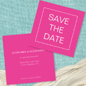 Save The Date Carré de bordure de ligne rose-chaud simple