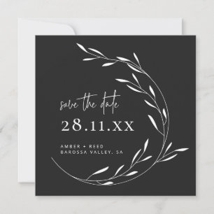 Save The Date Carré de couronne minimaliste noir blanc Enregistr