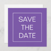 Save The Date Carré de Mariage de bordure simple ligne violet (Devant / Derrière)