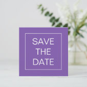 Save The Date Carré de Mariage de bordure simple ligne violet (Debout devant)