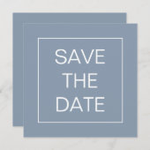 Save The Date Carré de Mariage de frontière simple Dusty Blue Li (Devant / Derrière)