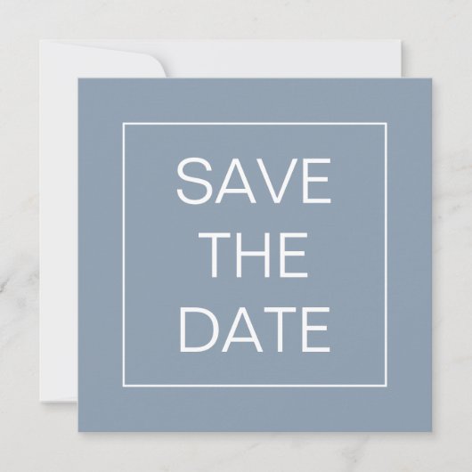 Save The Date Carré de Mariage de frontière simple Dusty Blue Li (Devant)