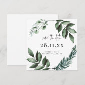 Save The Date Carré de verdure de la couronne botanique Enregist (Devant / Derrière)