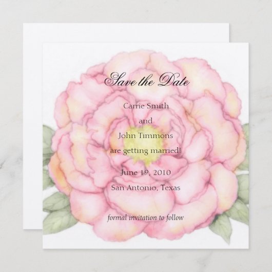 Save The Date Carré Enregistrer la date Pony rose (Devant / Derrière)