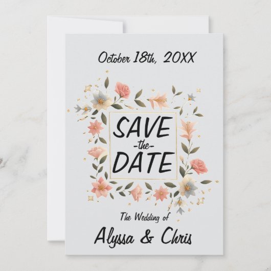 Save The Date Carré Floral Élégant (Devant)