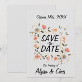 Save The Date Carré Floral Élégant (Devant / Derrière)