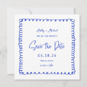 Save The Date Carré français bleu Mariage (Devant)