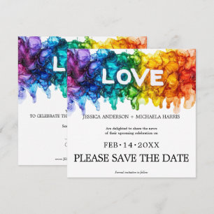 Save The Date 🌈 Carré LGBTQ peint avec mariage d'amour