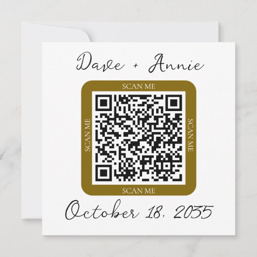 Save The Date Carré photo moderne avec code QR (Dos)