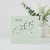 Save The Date Carré Sage intemporel Mariage Enregistrer la date (Debout devant)