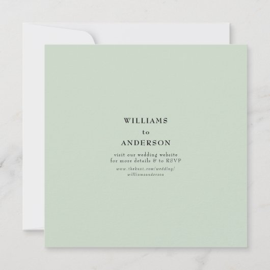 Save The Date Carré Sage intemporel Mariage Enregistrer la date (Dos)