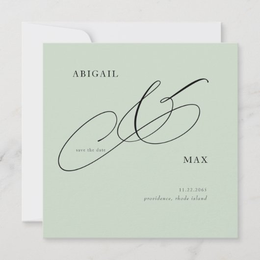 Save The Date Carré Sage intemporel Mariage Enregistrer la date (Devant)