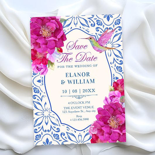 Save The Date Carreaux floral