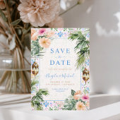 Save The Date Carreaux marocains Palm Tree & Mariage floral trop