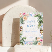 Save The Date Carreaux marocains Palm Tree & Mariage floral trop