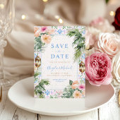 Save The Date Carreaux marocains Palm Tree & Mariage floral trop