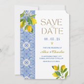 Save The Date Carreaux "Save the Date" et citrons Méditerranée (Devant)