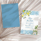 Save The Date Carrelage bleu italien et citron Enregistrer la ca