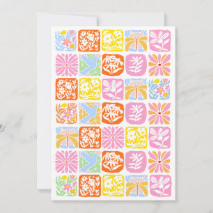 Save The Date Carrelage floral coloré Botanique Folk Whimsical