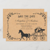 Save The Date Carrosse vintage avec cheval (Devant / Derrière)