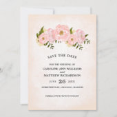 Save the date. Carte de pivoines roses (Devant)