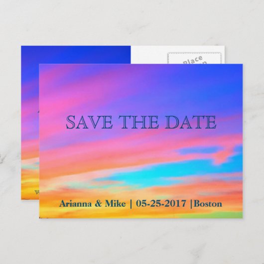 Save the date | Carte Faire-part Sunset (Devant / Derrière)