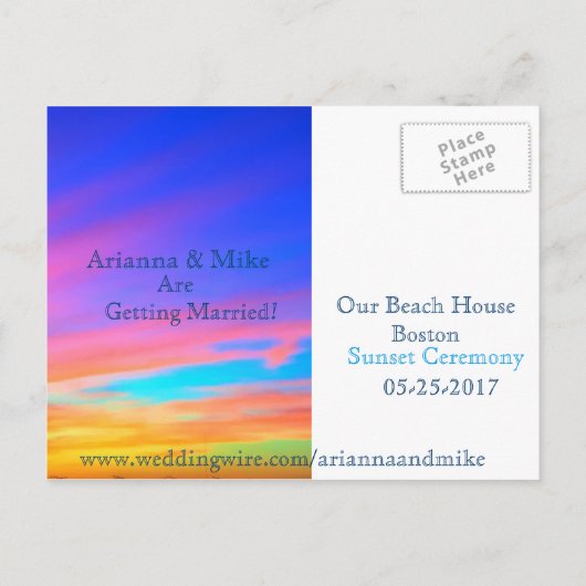 Save the date | Carte Faire-part Sunset (Dos)