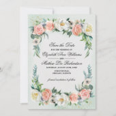 Save the date. Carte photo Mariage Rose romantique (Devant)