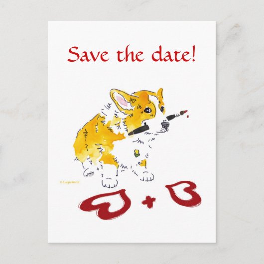 Save the date! Carte postale Corgi (Devant)
