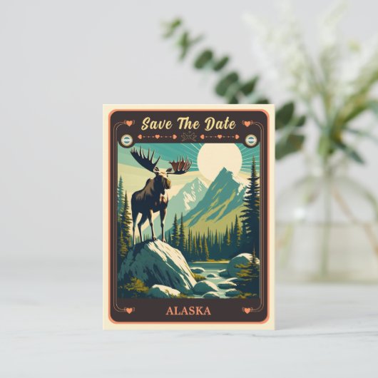 Save the date | Carte postale Invitation Alaska (Debout devant)