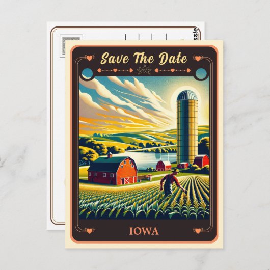 Save the date | Carte postale Invitation Iowa (Devant / Derrière)