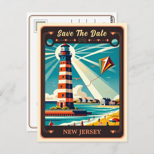Save the date | Carte postale Invitation New Jerse (Devant / Derrière)