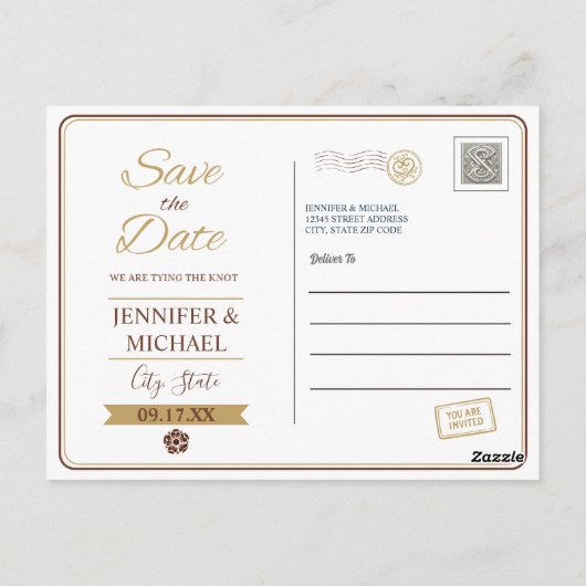 Save the date | Carte postale Invitation New Jerse (Dos)