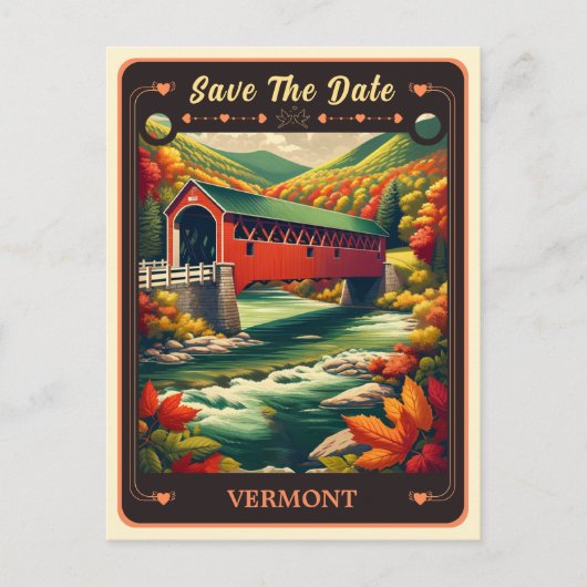 Save the date | Carte postale Invitation Vermont (Devant)