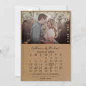 Save The Date Carton Brown rustique Calendrier de date photo sim (Devant)