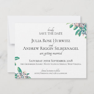 Save The Date Carton de mariage de White Sulphur Springs