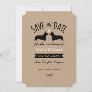 Save The Date Carton de mariage pour Pembroke Welsh Corgis