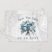 Save The Date Carton de sauvegarde de la date avec des roses arg (Devant / Derrière)