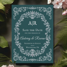 Carton d'invitation à sauver la date avec monogram