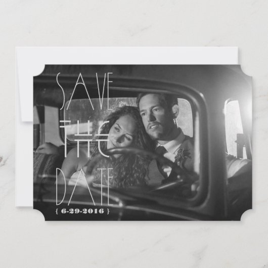 Save The Date Carton d'invitation Art Déco Gatsby | Billet de 5x (Devant)