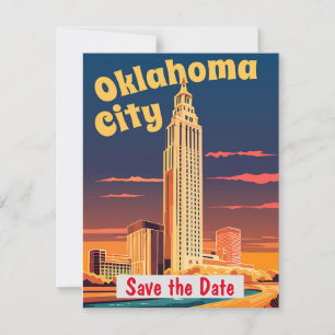 Save The Date Carton d'invitation de mariage Art Déco d'Oklahoma