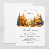 Save The Date Carton d'invitation de mariage au bois de pins, bo (Devant / Derrière)