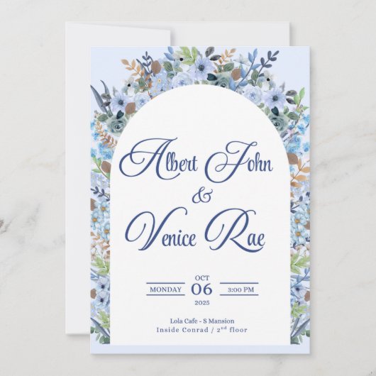 Save The Date Carton d'invitation de mariage bleu clair (Devant)
