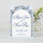 Save The Date Carton d'invitation de mariage bleu clair (Debout devant)