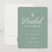 Save The Date Carton d'invitation de mariage chic simple vert sa (Devant / Derrière)