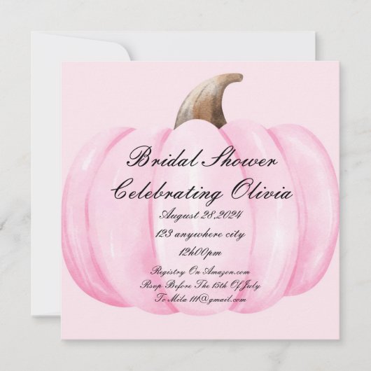 SAVE THE DATE CARTON D'INVITATION DE MARIAGE CITROUILLE ROSE AUT (Devant)